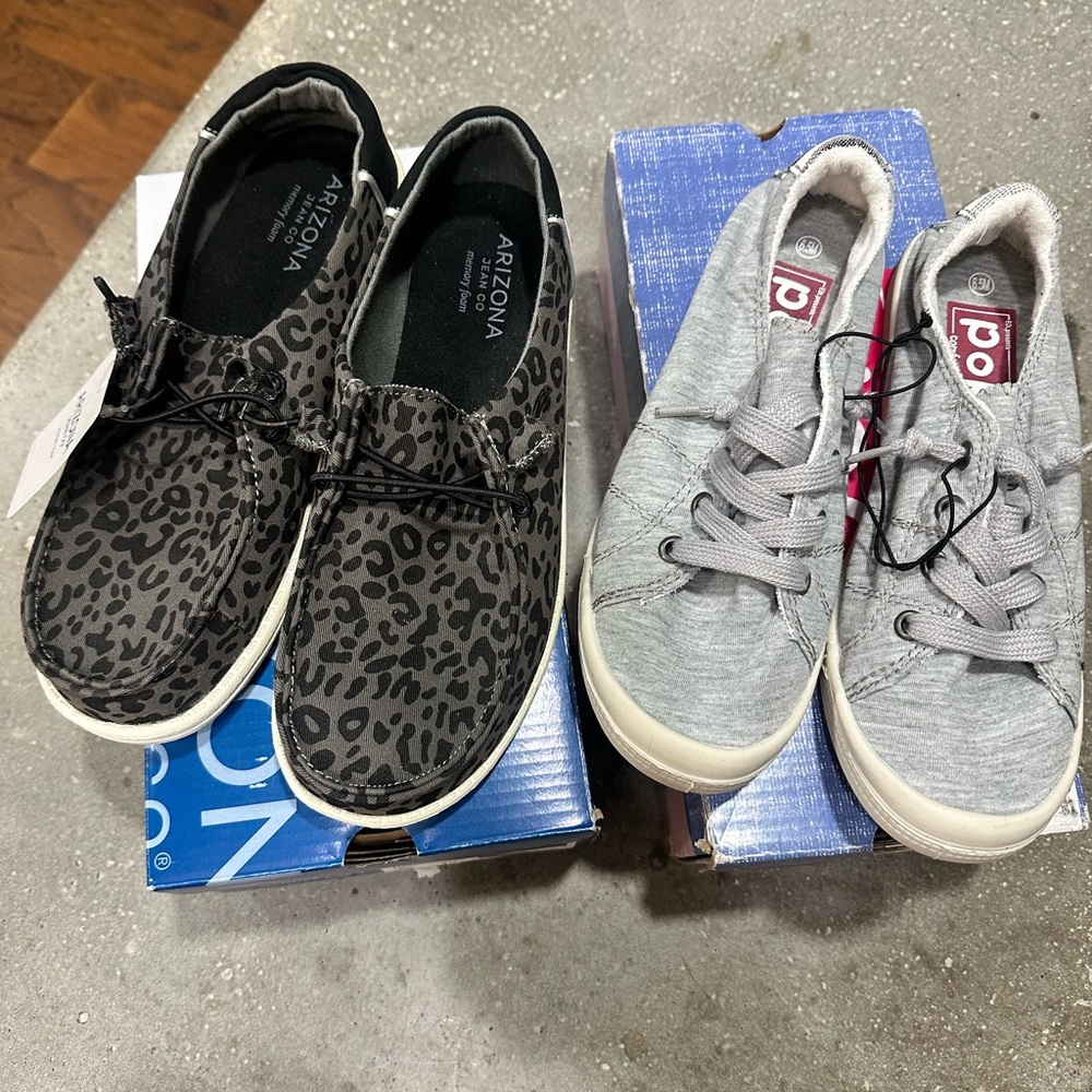 2 pairs!  Arizona Jean Company Black and Pop Gray Sneakers
